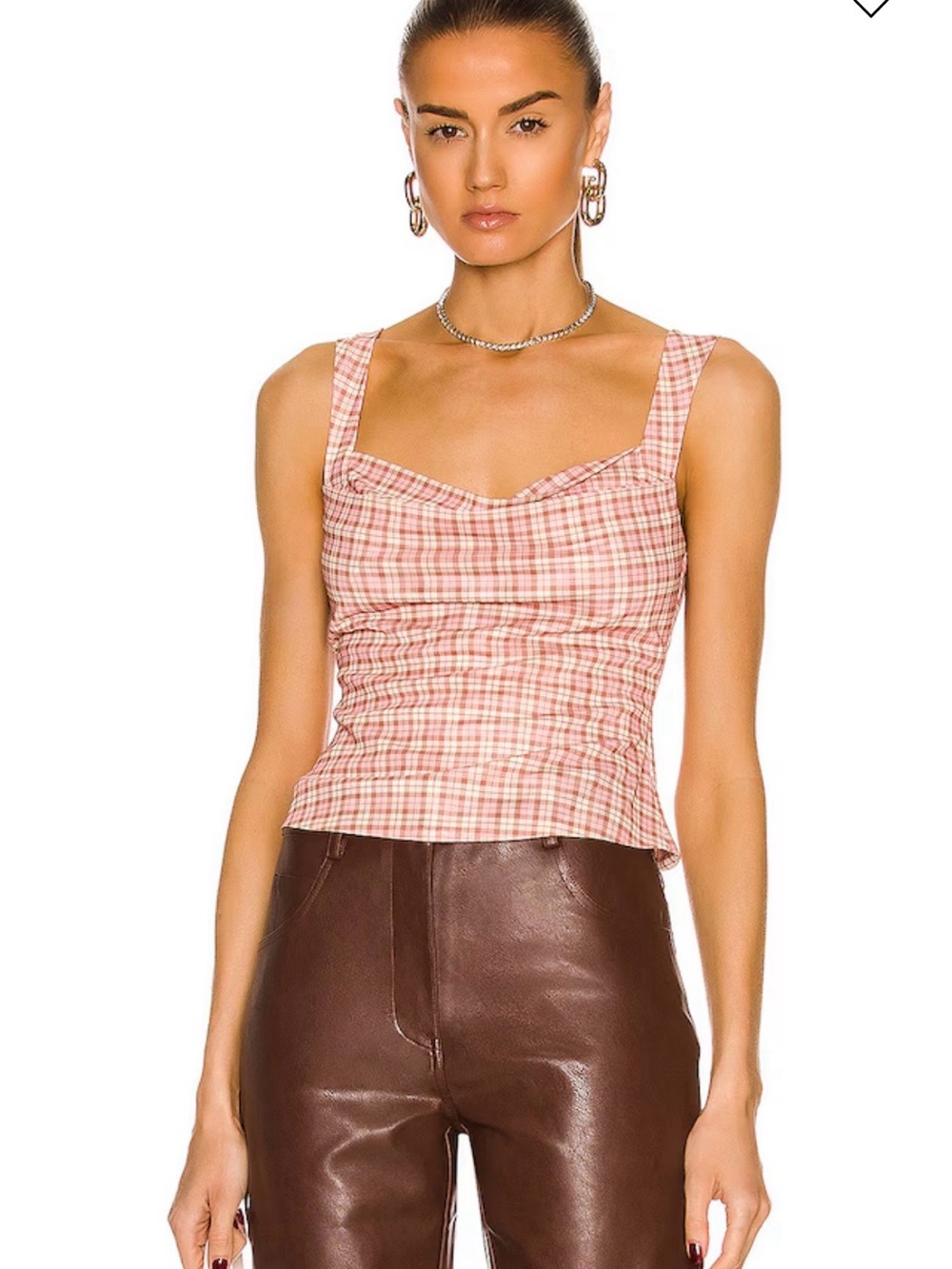 Miaou Imogene Plaid Corset Top In Pink Size Medium $254